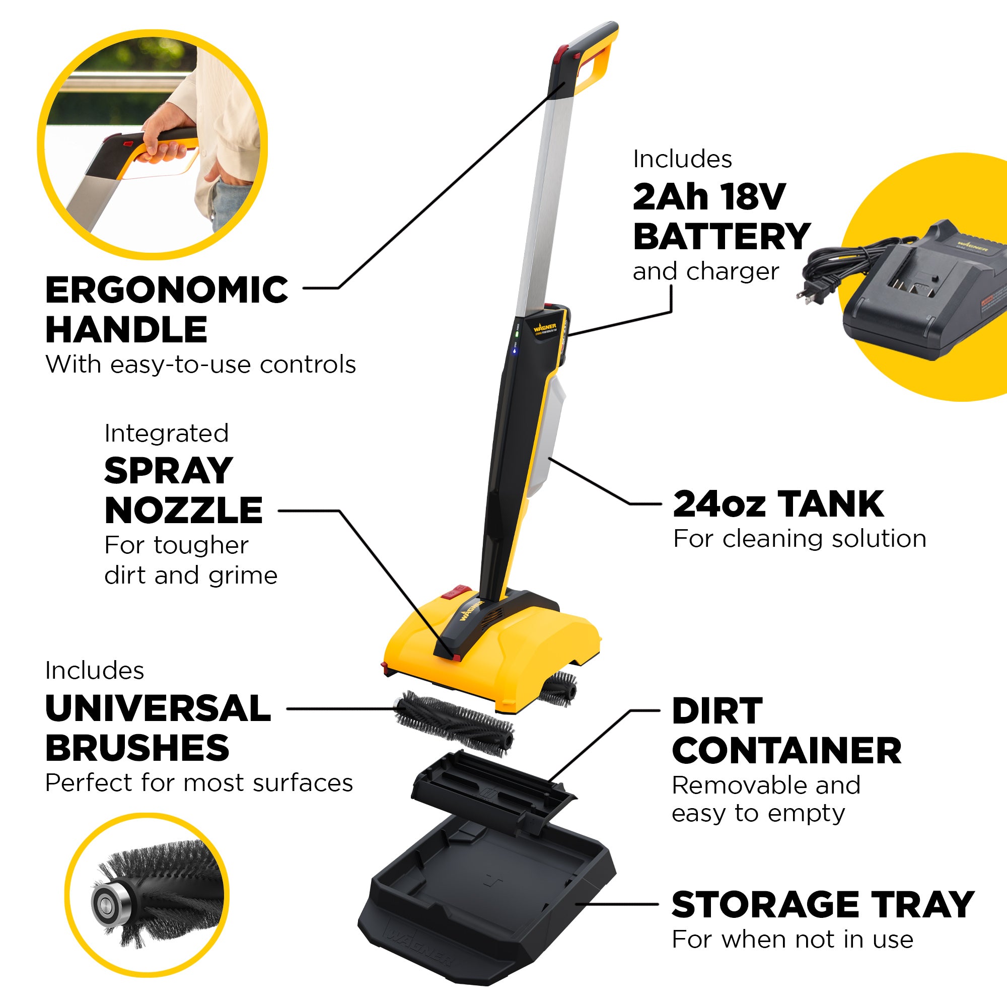 Levaro Powerbrush 18V Cordless (Stone & Patio) Outdoor Cleaner Image:4