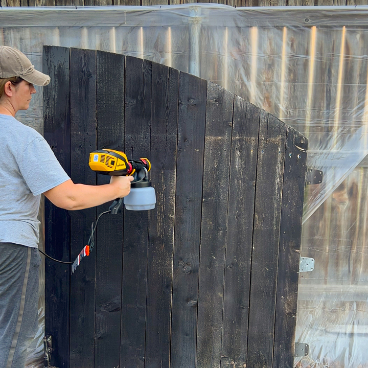 refreshing gate with spraying on stain